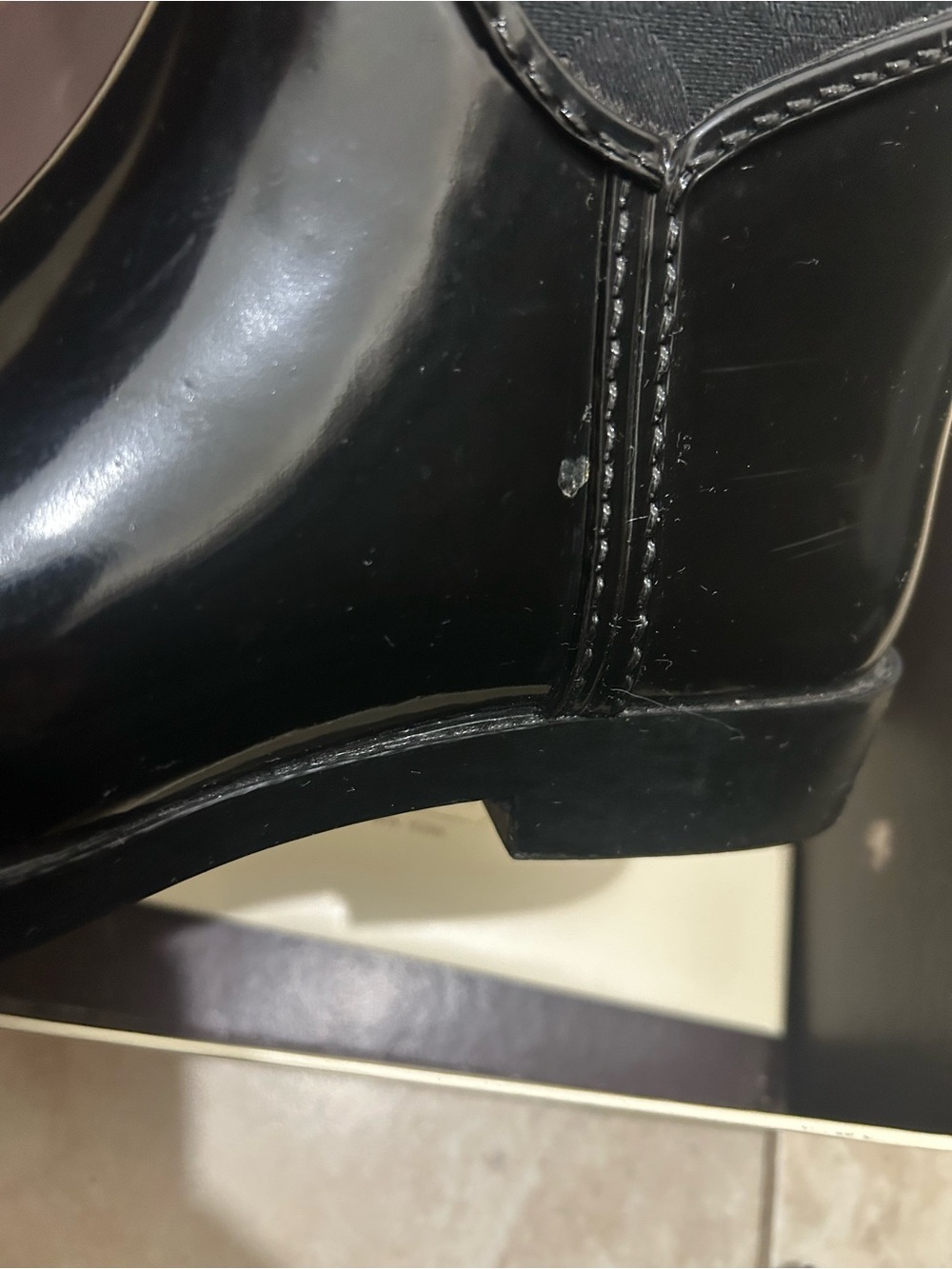 Coach Tristee Black Signature Knee High Rain Boots with Black Ribbon - Picture 12 of 13